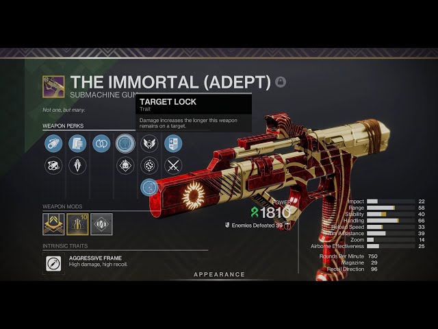 the immortal smg god roll