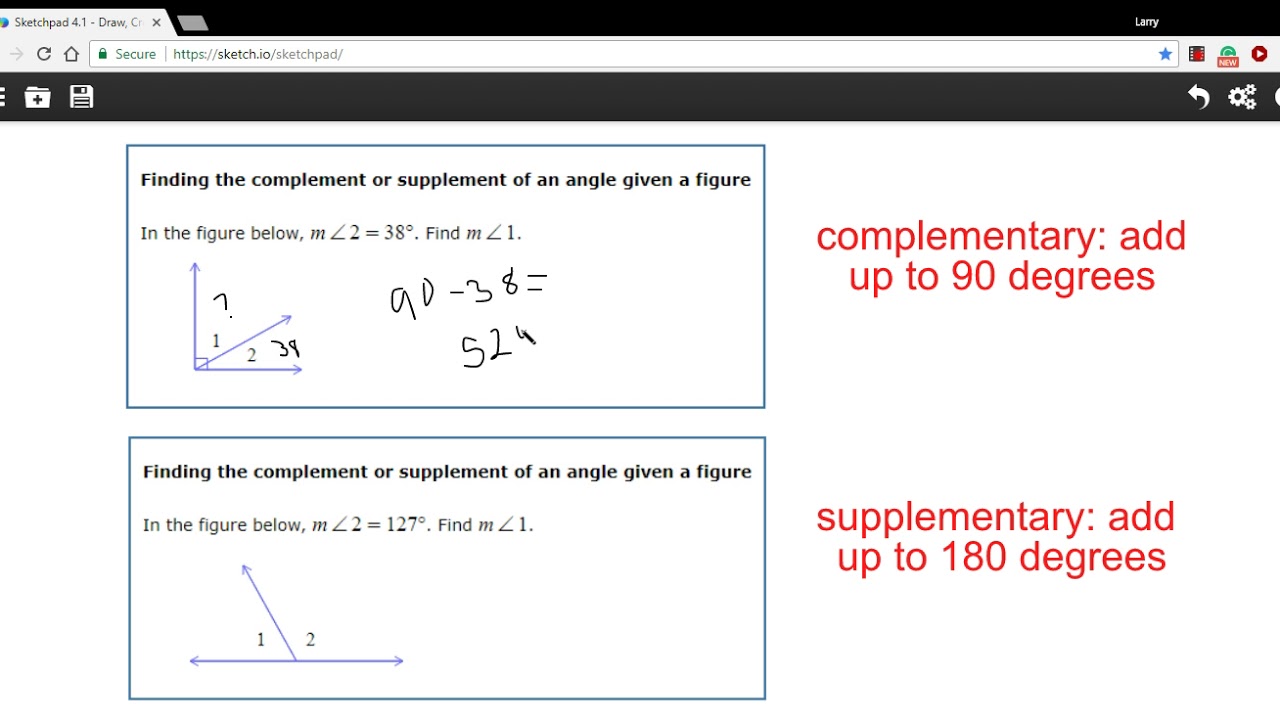 the supplement of an angle