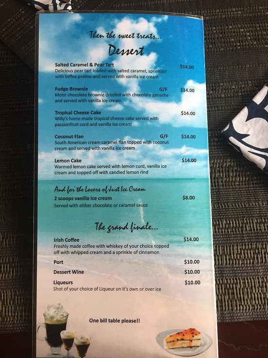 the waterline restaurant and beach bar menu