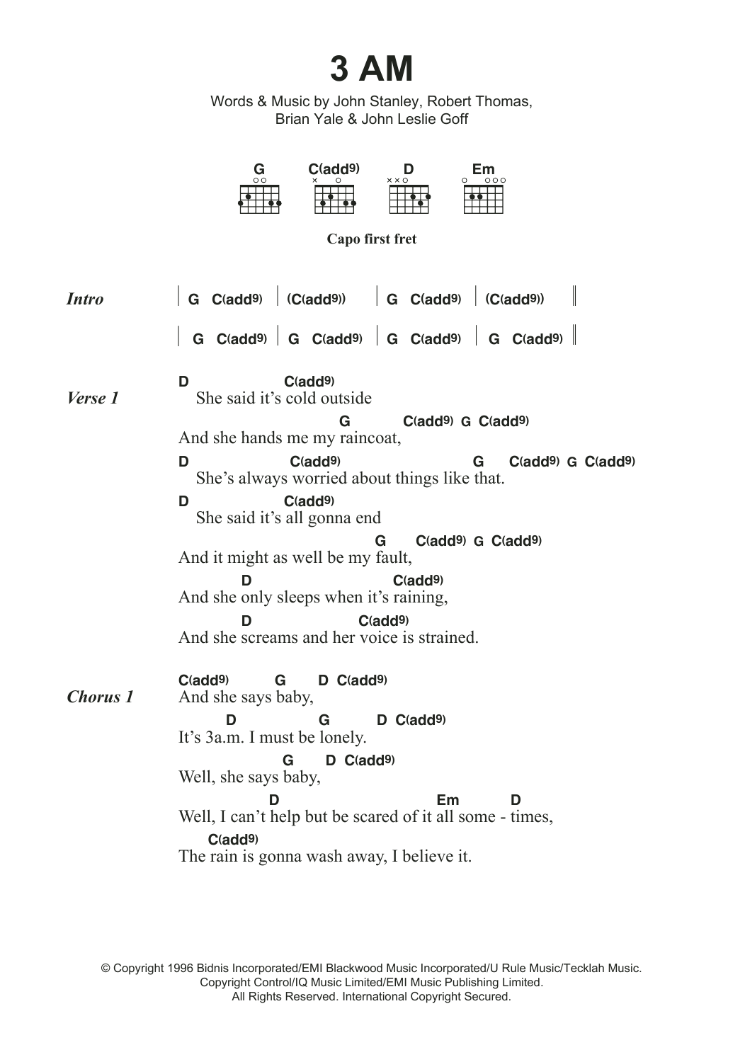 three am chords