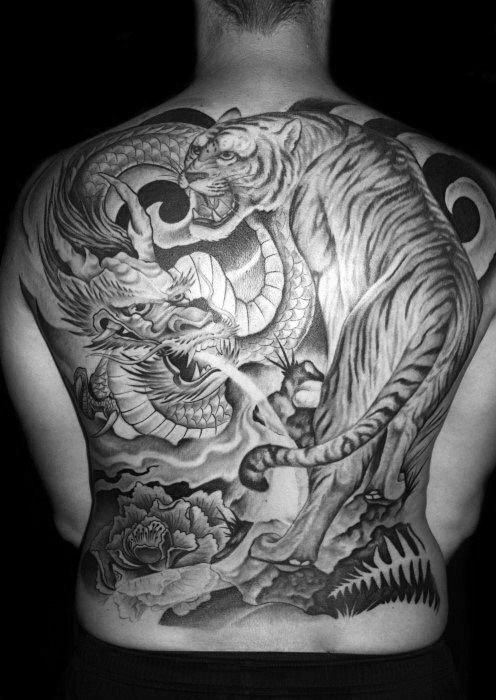 tiger and dragon back tattoo