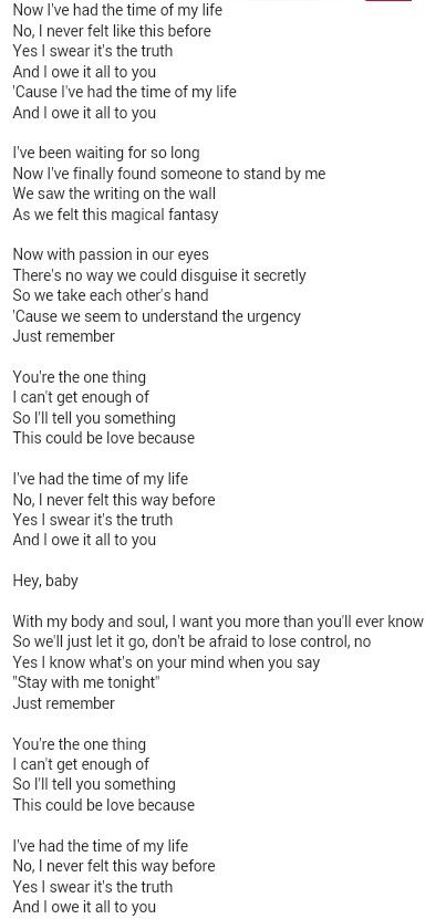 time of my life lyrics