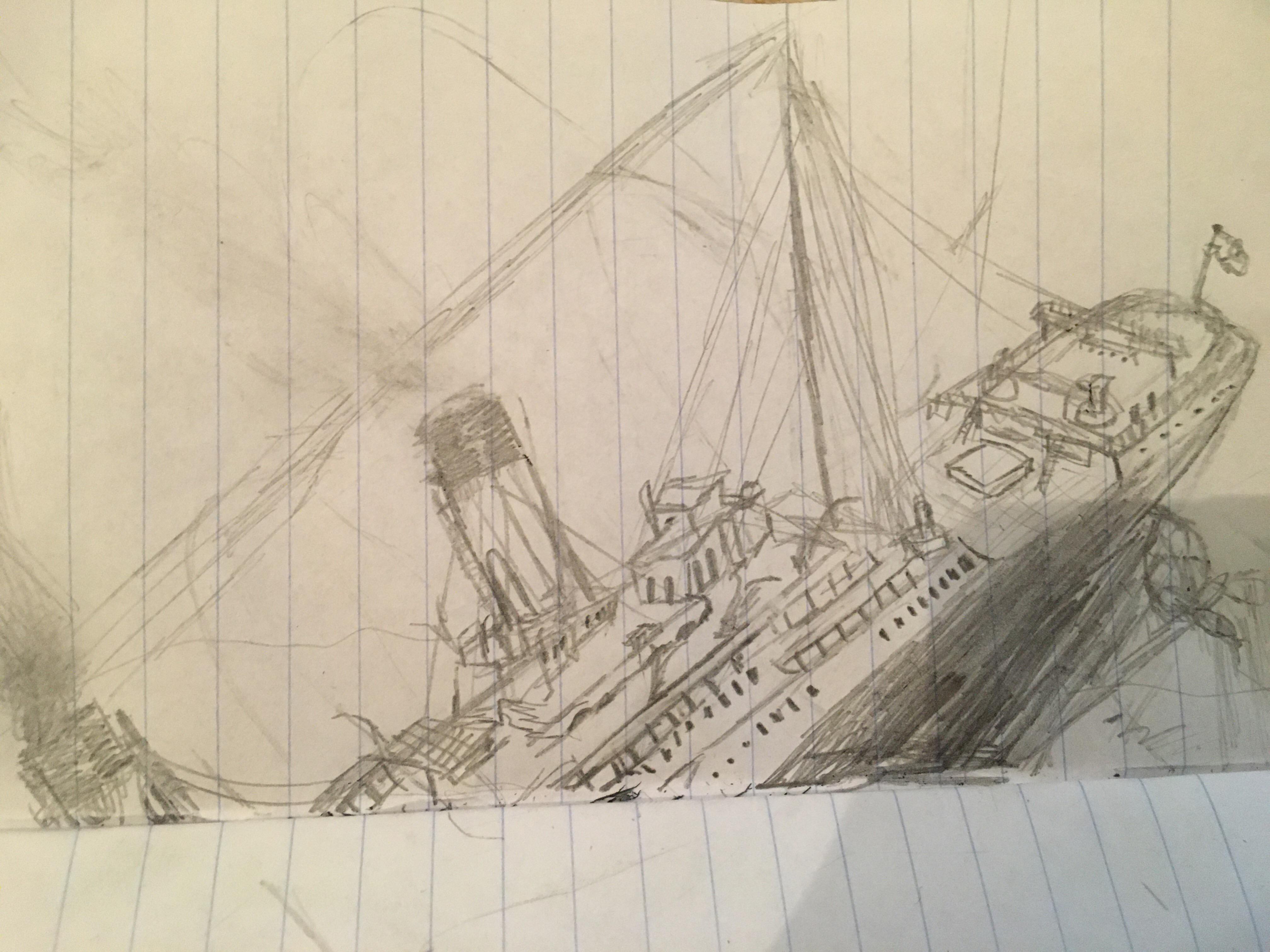 titanic sinking drawing