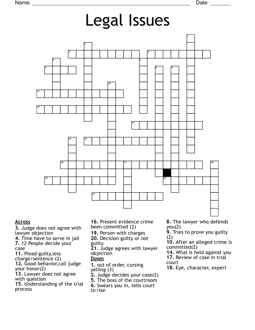 to solve a legal problem crossword