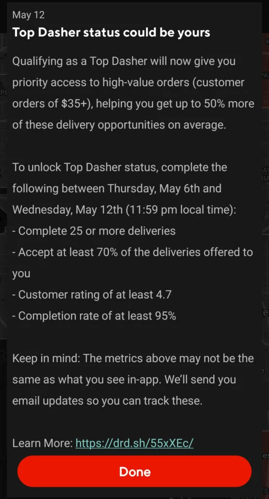 top dasher requirements
