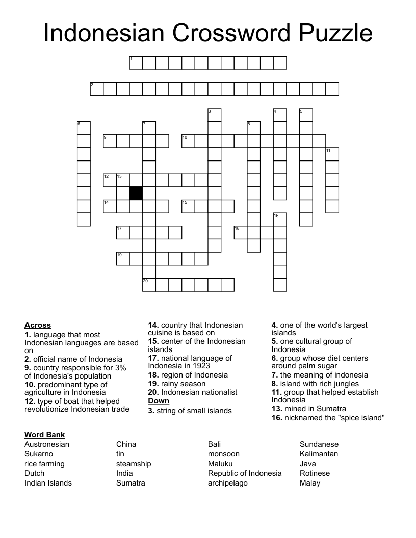 tourist loved indonesian island crossword clue