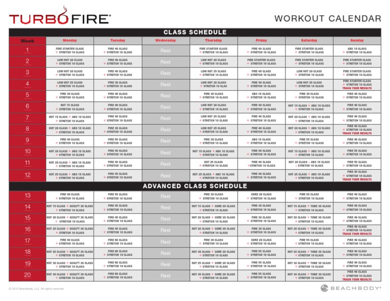 turbo fire calendar