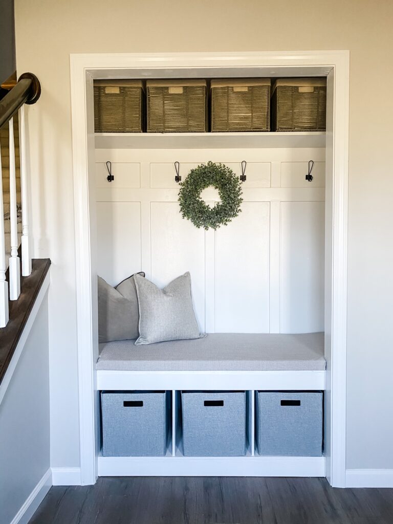 turn closet into mudroom