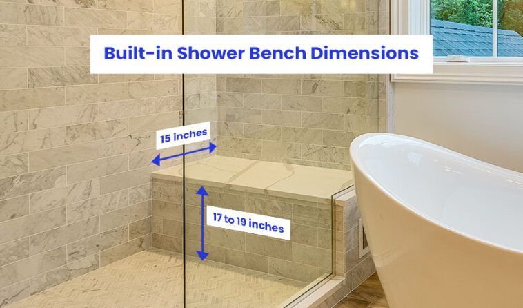 typical shower bench depth