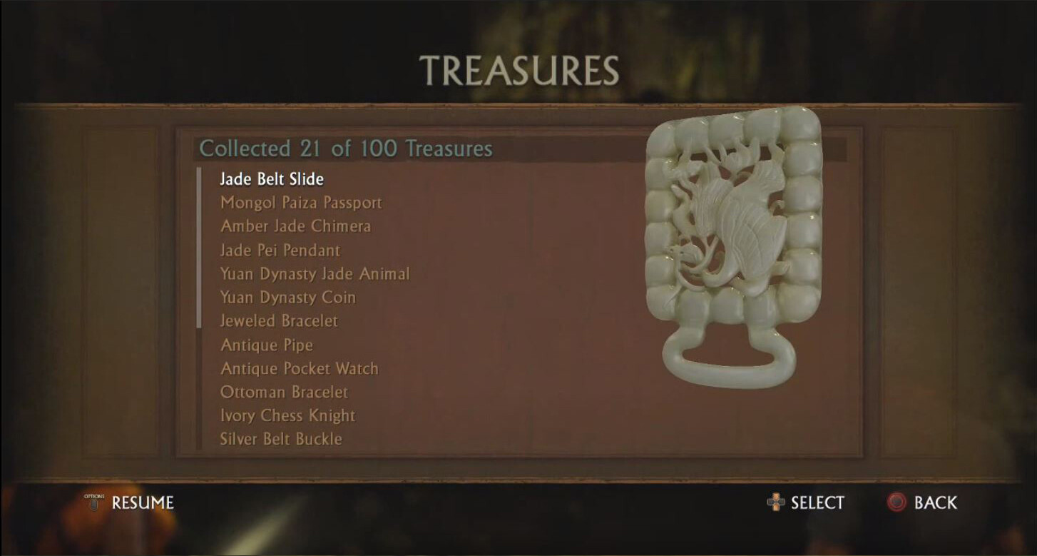 uncharted 2 treasures