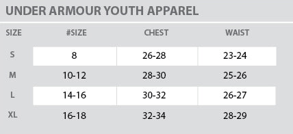 under armor size chart