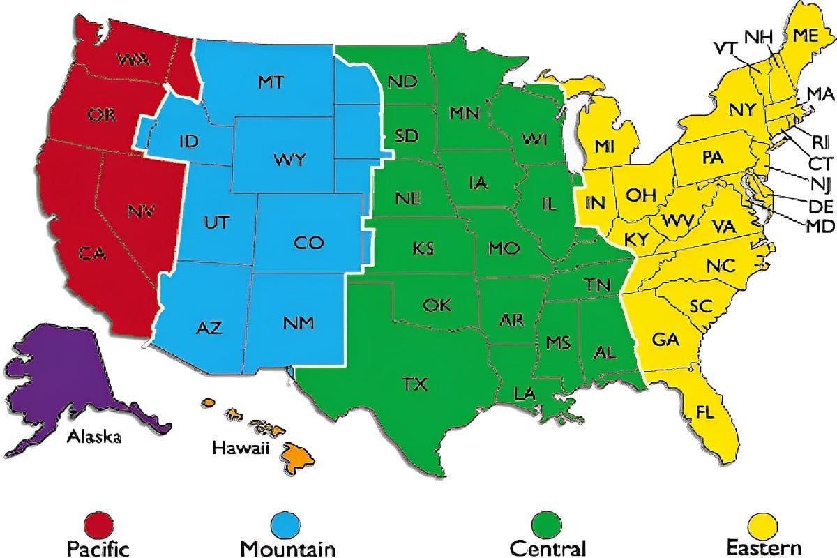 us eastern time to central time