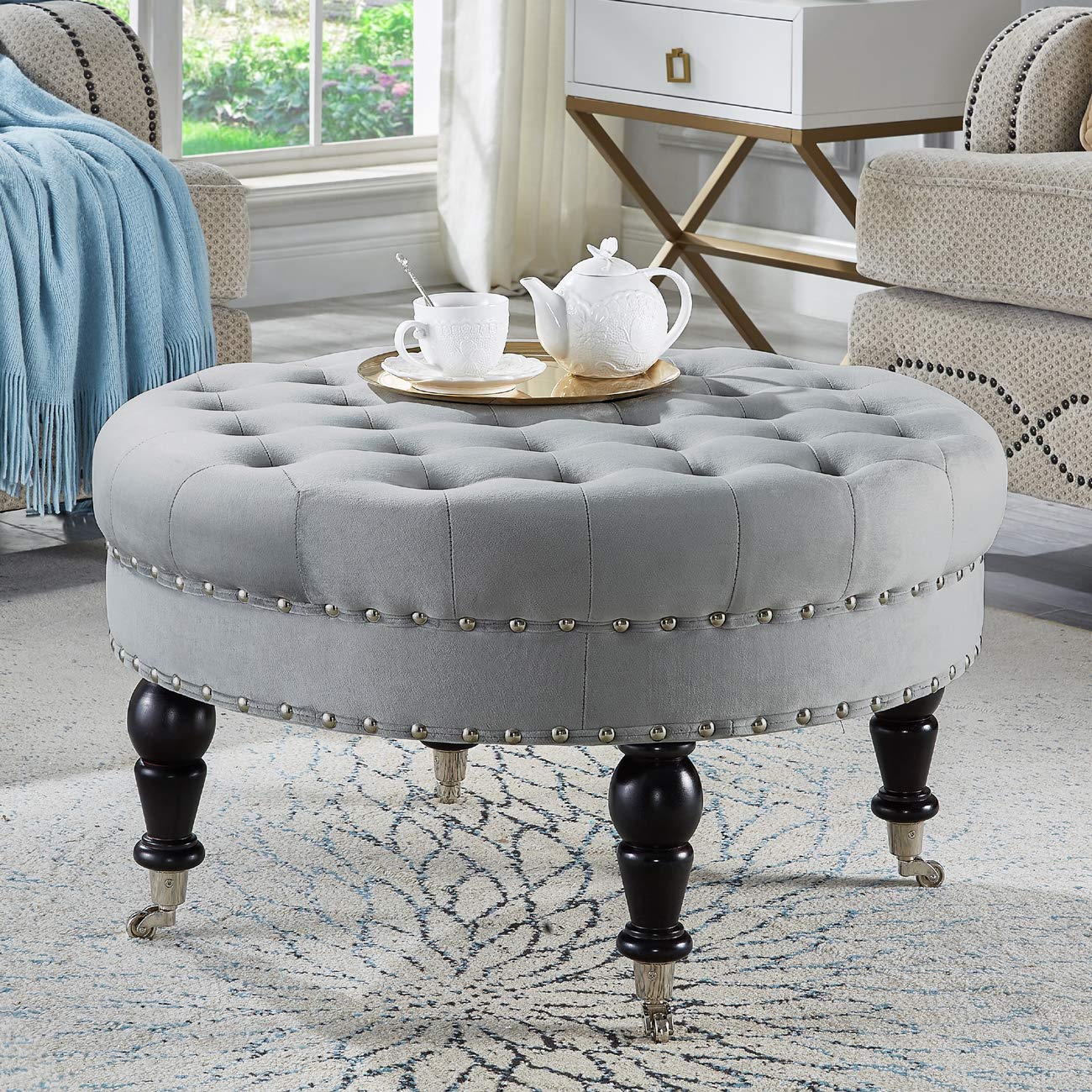 velvet tufted ottoman