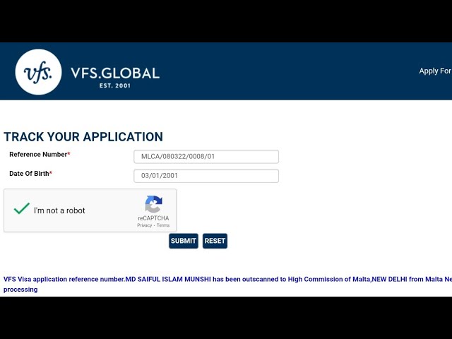 vfs global track application