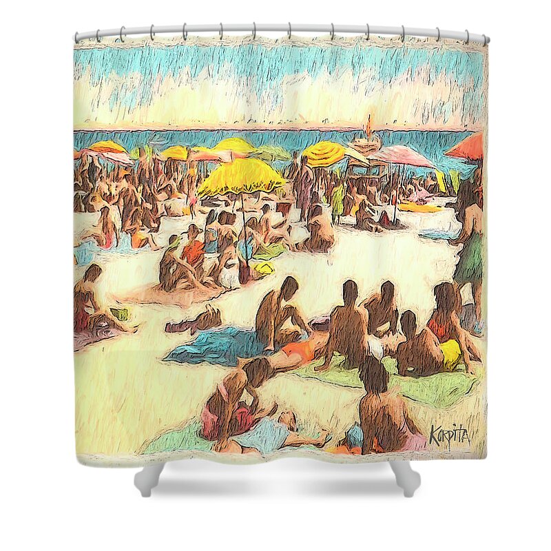 vintage beach shower curtains