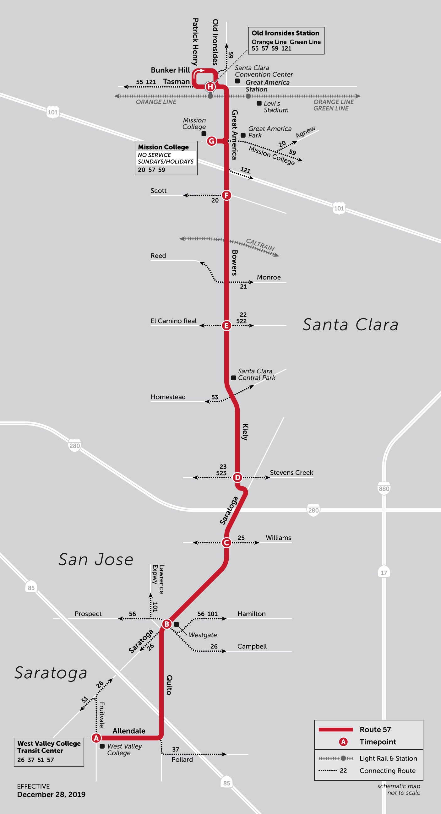 vta bus route 57