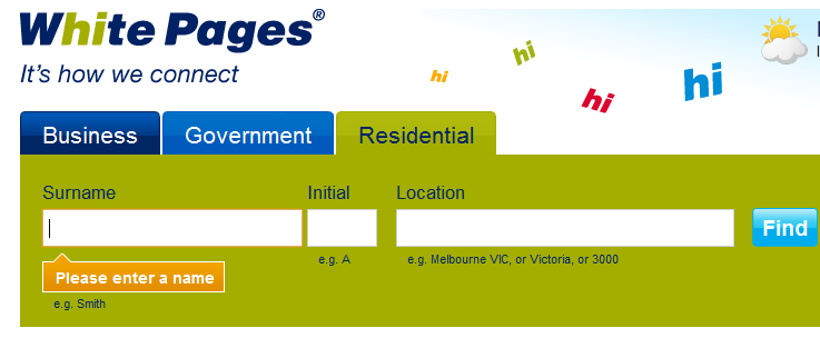 wa white pages residential