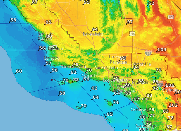 weather forecast los angeles tomorrow