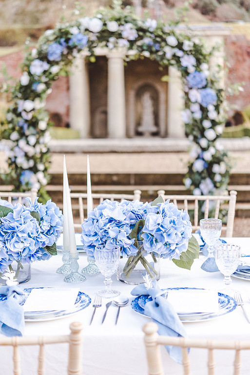 wedding blue centerpieces