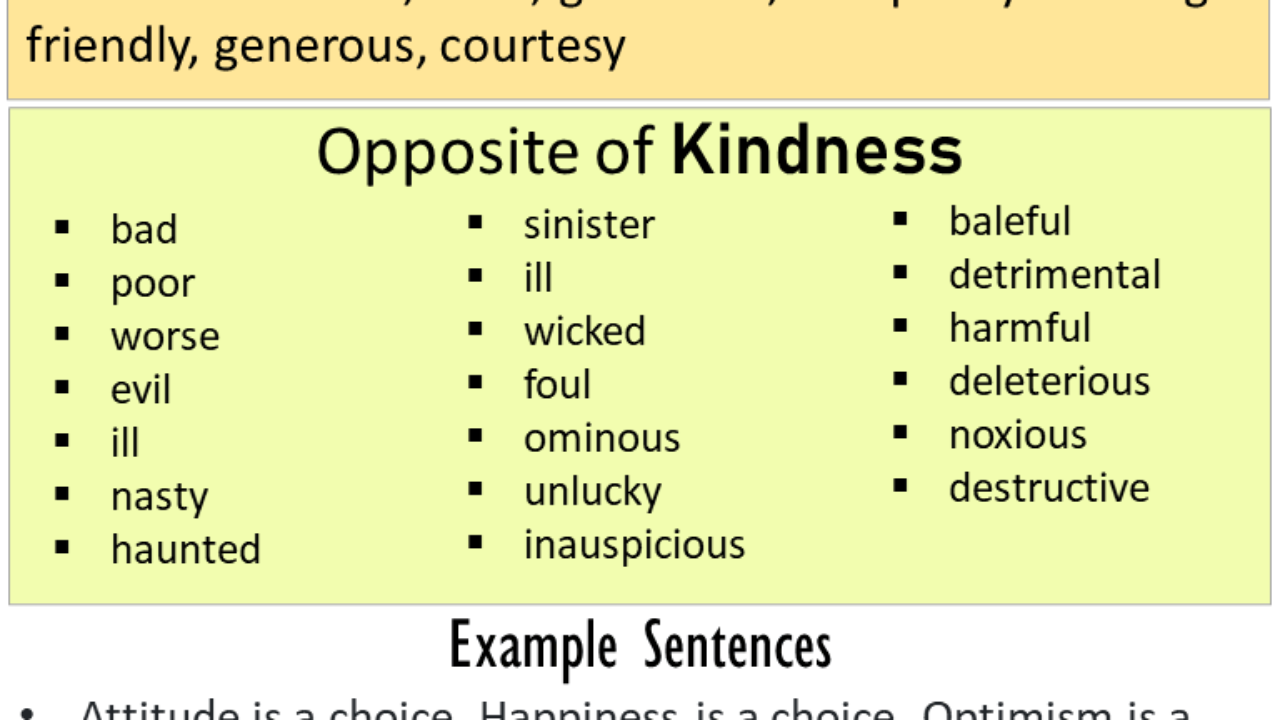 what is the antonym of kindness