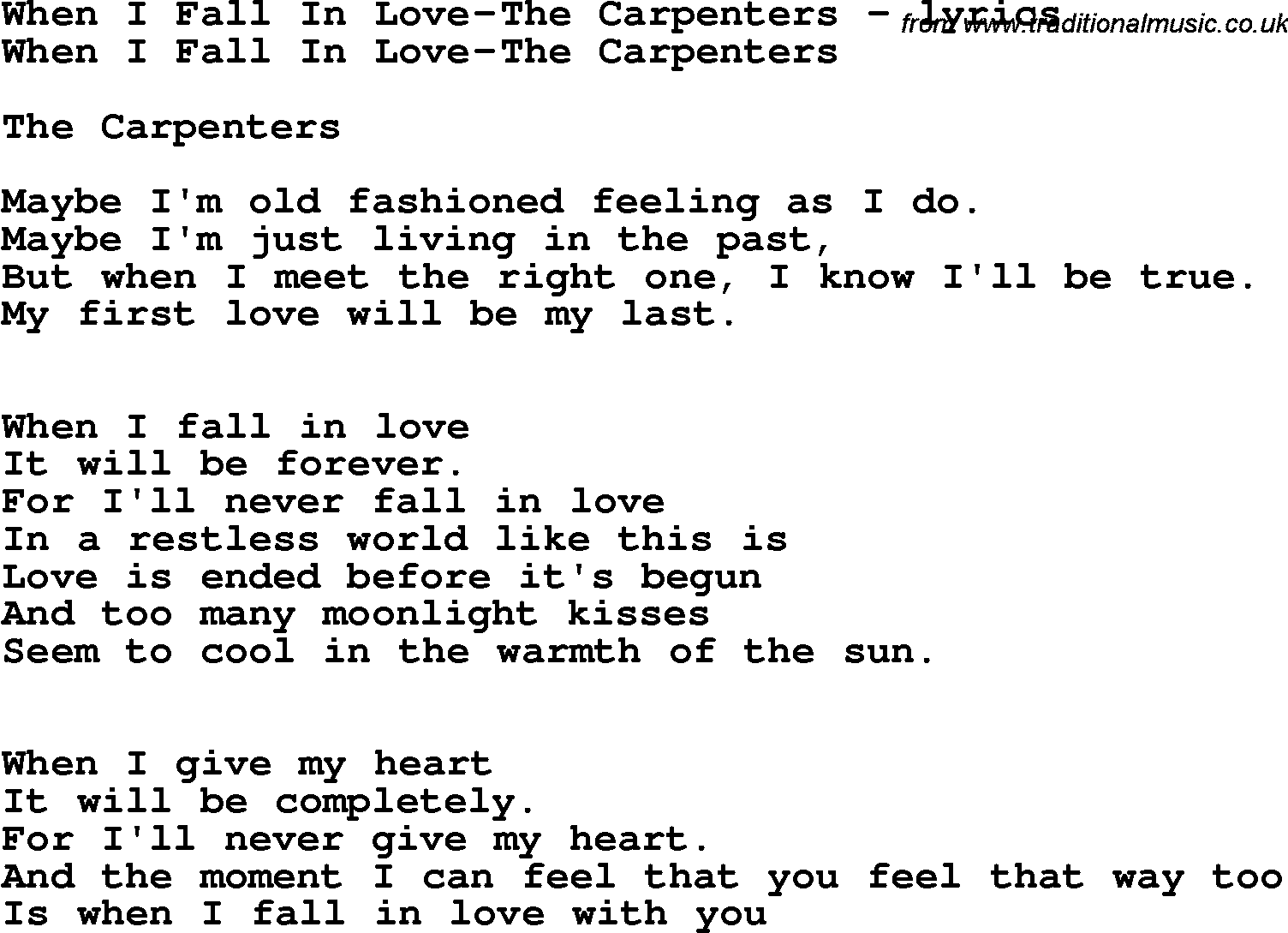 when i fall in love song lyrics