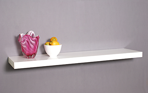 white high gloss floating shelves