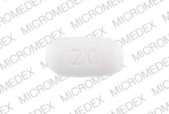 white oval pill with 20 on it