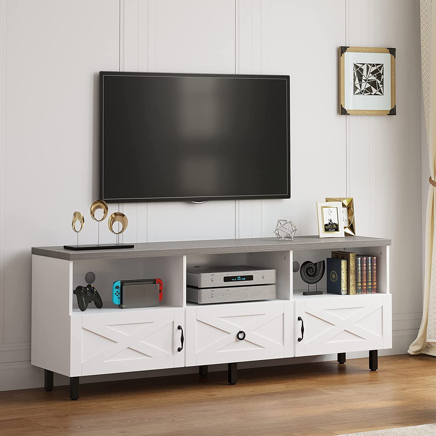 white wood tv stand