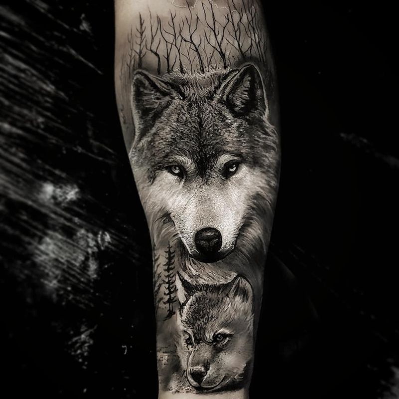 wolf and cub tattoo
