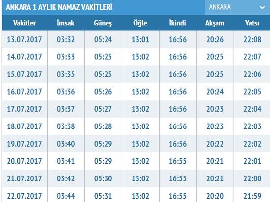 yatsı namazı saati